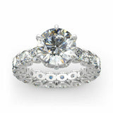 5Ct Round Cut Diamond Cocktail Iced Eternity Engagement Ring 14K White Gold Over