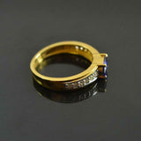 1.4ct Oval Cut Blue Sapphire Diamond Accent Solitaire Ring 14k YellowGold Finish