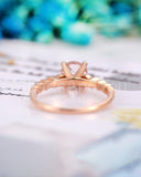 1ct Round Cut Simulated Morganite Milgrain Engagement Ring 14k Rose Gold Plated