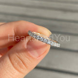 1ct Round Cut Moissanite Full Eternity Women Wedding Band 14k White Gold Plated
