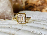 2.2ct Emerald Simulated Diamond Solitaire Bezel Set Ring 14k Yellow Gold Plated