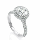 5Ct Round Cut DVVS1 Diamond Accent Iced Halo Engagement Ring 14K White Gold Over