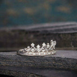 2.1ct Round Cut VVS1D Diamond Engagement Ring 14k White Gold Finish Crown Design