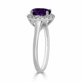 1.5Ct Oval Cut Amethyst Diamond Classic Halo Engagement Ring 14K White Gold Over