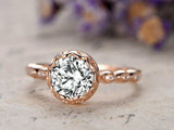 0.5ct Round Cut Diamond Engagement Ring Art Deco Promise 14k Rose Gold Finish