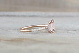 1.3ct Cushion Cut Peach Morganite Engagement Ring 14k Rose Gold Over Hidden Halo