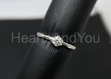 0.2ct Round Cut Moissanite Solitaire Women Engagement Ring 14k White Gold Plated