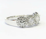 4Ct Round Diamond Five Stone Cluster Halo Engagement Ring 14K White Gold Finish