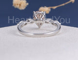 1ct Pear Cut Simulated Morganite Solitaire with Accent Ring 14k WhiteGold Plated