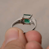 2ct Asscher Cut Green Emerald Trilogy Wedding Engagement Ring 18k WhiteGold Over