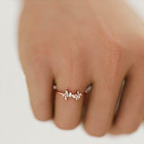 Cluster Minimalist Engagement Ring 1ct Baguette Cut Diamond 14k Yellow Gold Over