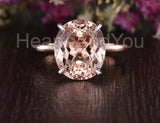 1ct Oval Cut Simulated Morganite Solitaire Engagement Ring 14k Rose Gold Plated