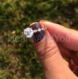 0.45ct Round Cut Moissanite Solitaire with Accents Ring 14k White Gold Plated