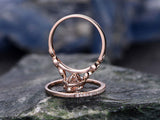 1.5Ct Marquise Cut Morganite Bridal Set Halo Engagement Ring 14K Rose Gold Over