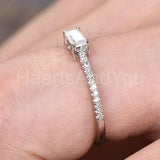 0.4ct Baguette Simulated Diamond Solitaire Accents Ring 14k White Gold Plated
