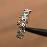 1ct Engagement Ring Round Cut Morganite Milgrain Floral 14k White Gold Finish