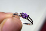 0.4ct Engagement Ring Oval Cut Purple Amethyst Split Shank 14k White Gold Finish