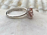 2.5ct Engagement Ring Oval Cut Peach Morganite Solitaire 14k White Gold Finish