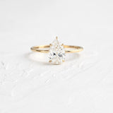 0.2ct Pear Simulated Diamond Solitaire Engagement Ring 14k Yellow Gold Plated