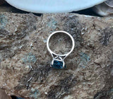 1ct Engagement Ring Cushion Cut Blue Aquamarine Solitaire 14k White Gold Finish