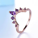 1.5ct Pear Cut Purple Amethyst Engagement Ring Curved Crown 14k Rose Gold Finish