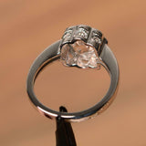 2ct Engagement Ring Round Cut Morganite Milgrain Floral Halo 14k White Gold Over