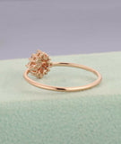 Cluster Snowflake Engagement Ring 1.5ct Round Cut Diamond 14k Rose Gold Finish