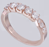 Half Eternity Wedding Ring Band 2ct Round Cut VVS1D Diamond 14k Rose Gold Finish