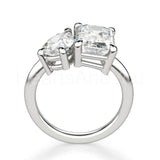 2.3ct Emerald Simulated Diamond Toi Et Moi Engagement Ring 14k White Gold Plated