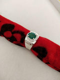 2.6ct Engagement Ring Oval Cut Green Emerald Wide Halo 14k White Gold Finish