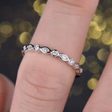 1.2ct Marquise Cut Diamond Wedding Band Bezel Set Eternity 14k White Gold Finish