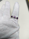 2.5ct Wedding Band Oval Purple Amethyst Stylish Three Stone 14k White Gold Over