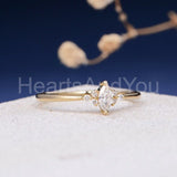 0.5ct Marquise Simulated Diamond Minimal Engagement Ring 14k Yellow Gold Plated