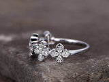 0.5ct Round Cut VVS1 Diamond 5 Small Cross Shape Engagement Ring 14k Gold Finish