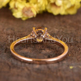 0.6ct Round Cut Simulated Morganite Trilogy Engagement Ring 14k Rose Gold Plated