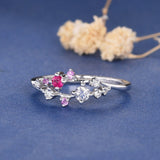 0.5ct Round Cut Moissanite Cluster Women Engagement Ring 14k White Gold Plated