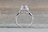 2ct Cushion Cut Morganite Engagement Ring 14k White Gold Over Twist Diamond Halo