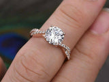 1.5ct Round Cut Diamond Engagement Ring Twisted Promise 14k Rose Gold Finish