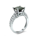 3ct Princess Cut Black Diamond Vintage Engagement Ring 14K White Gold Finish