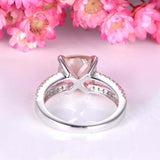 2ct Cushion Cut Peach Morganite Engagement Ring Split Shank 14k WhiteGold Finish
