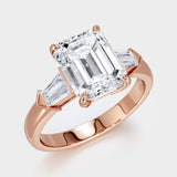 2.2ct Emerald Simulated Diamond Three Stone Engagement Ring 14k WhiteGold Plated