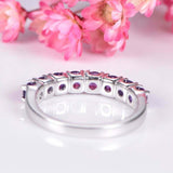 2.3ct Round Purple Amethyst Wedding Ring Band Half Eternity 14k White Gold Over