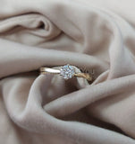 0.12ct Round Cut Moissanite Solitaire Engagement Ring 14k Yellow Gold Plated