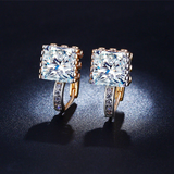 2.5Ct Princess Cut Diamond Accent Solitaire Drop Earrings 14K Yellow Gold Finish