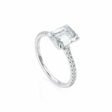 5Ct Emerald Cut Diamond Engagement Ring 18K White Gold Finish With Round Accents