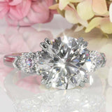 2.6ct Round Cut Diamond Pear Accents Trilogy Engagement Ring 14k White Gold Over