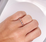 0.5ct Round Cut Simulated Blue Sapphire Wave Wedding Band 14k Yellow Gold Plated