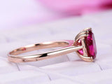 2ct Cushion Cut Pink Ruby Engagement Ring Dual Prong Solitaire 14k RoseGold Over