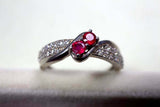 2.25ct Engagement Ring Round Cut Pink Ruby Swirl Twist 14k White Gold Finish