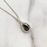 1ct Pear Simulated Diamond Teardrop Halo Pendant 14k White Gold Plated NO CHAIN